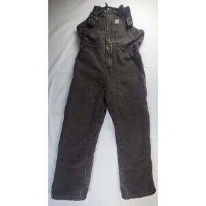 VTG Carhartt Womens L 12/14 Brown Weathered Duck Wildwood Lined Bibs Overalls